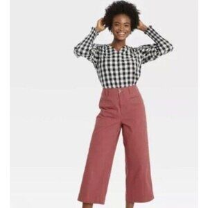 Women's High-Rise Cropped Wide Leg Fashion Pants - A New Day™ 16w Dark Pink
